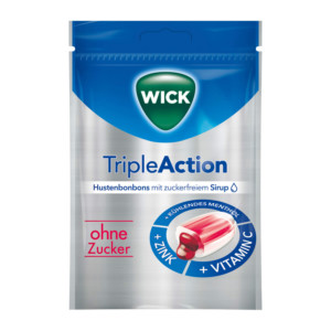 Wick TripleAction Gef&uuml;llte Hustenbonbons ohne Zucker