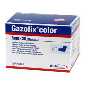 Gazofix color Fixierbinde koh&auml;siv 6cm x 20m Blau