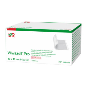 Vliwazell Pro Saugkompresse mit Superabsorber 10x10 cm