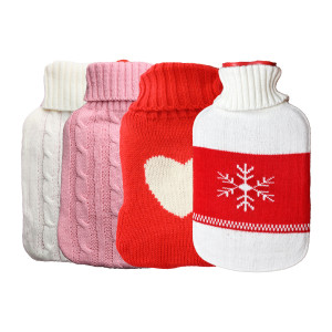 W&auml;rmflasche Gummi 2L mit Rollkragenpullover-Bezug