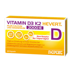 Vitamin D3 K2 Hevert+ Calcium und Magnesium 2000 IE Kapseln