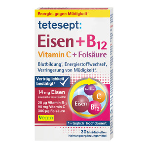 Tetesept Eisen+B12 Vitamin C+Fols&auml;ure Filmtabletten