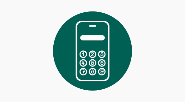 Ein Handy mit einem Ziffernblatt.