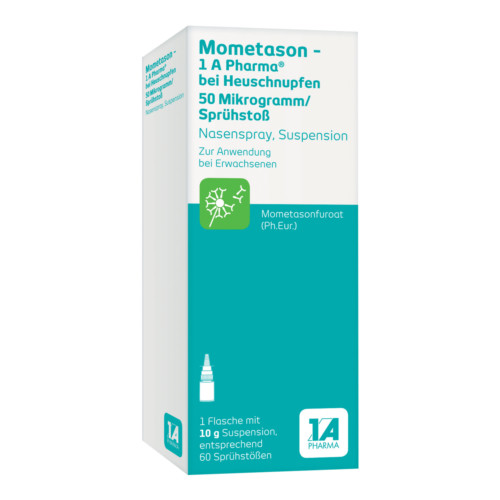 Mometason - 1 A Pharma bei Heuschnupfen 50 &micro;g/Spr&uuml;hsto&szlig;