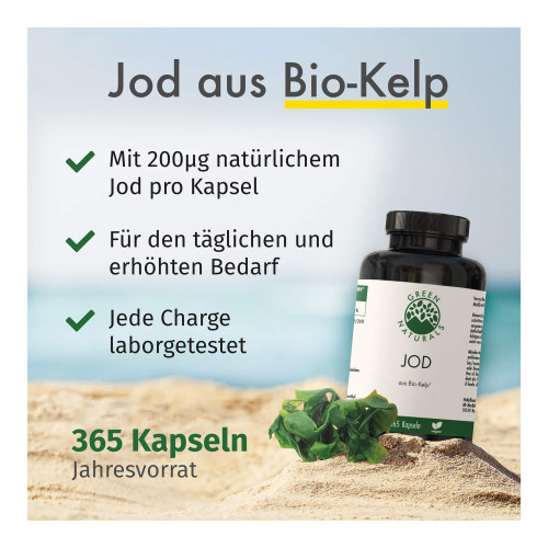GREEN NATURALS Jod aus Bio-Kelp Kapseln