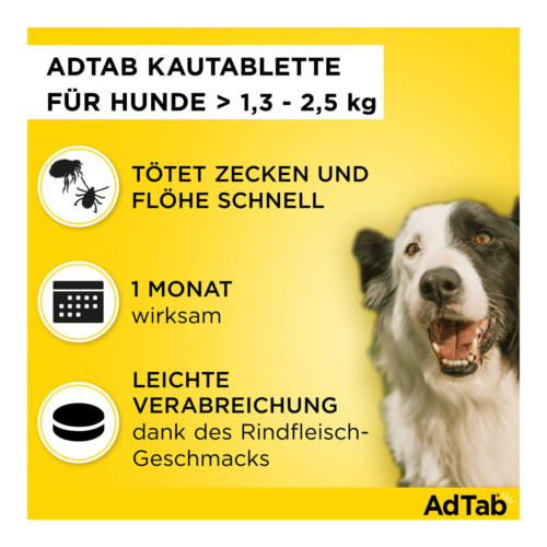 AdTab Kautabletten f&uuml;r Hunde von 1,3 bis 2,5 kg