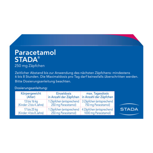 Paracetamol Stada 250 mg Z&auml;pfchen