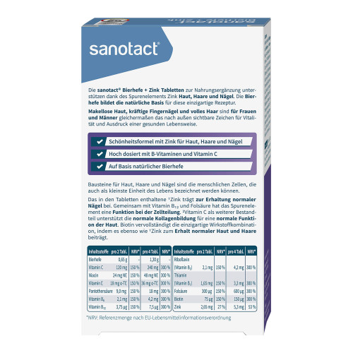 Sanotact Bierhefe + Zink Tabletten