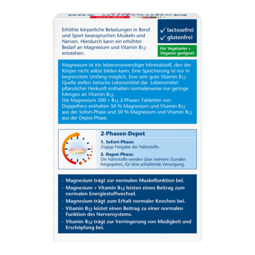 Doppelherz aktiv Magnesium 500+B12 2-Phasen Depot-Tabletten