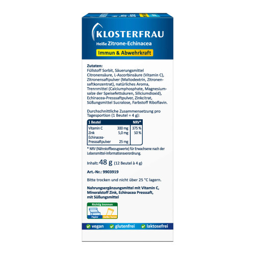 Klosterfrau Hei&szlig;e Zitrone-Echinacea Zuckerfreies Granulat