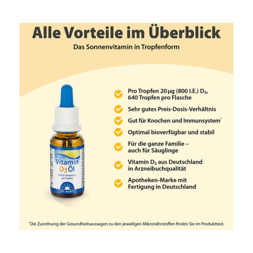 Dr. Jacob's Vitamin D3 &Ouml;l 640 Tropfen 800 IE D3 vegetarisch