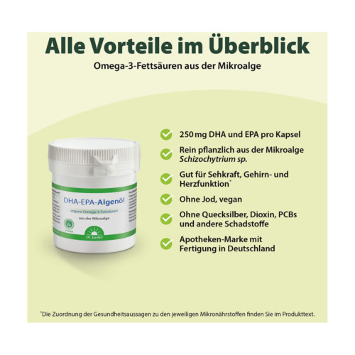 Dr. Jacob's DHA-EPA-Algen&ouml;l Kapseln Omega-3-Fetts&auml;uren vegan