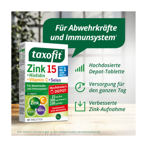 Taxofit Zink 15 + Histidin + Selen Depot-Tabletten