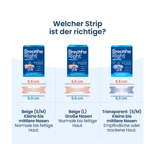 Besser Atmen Breathe Right Nasenstrips gro&szlig; beige