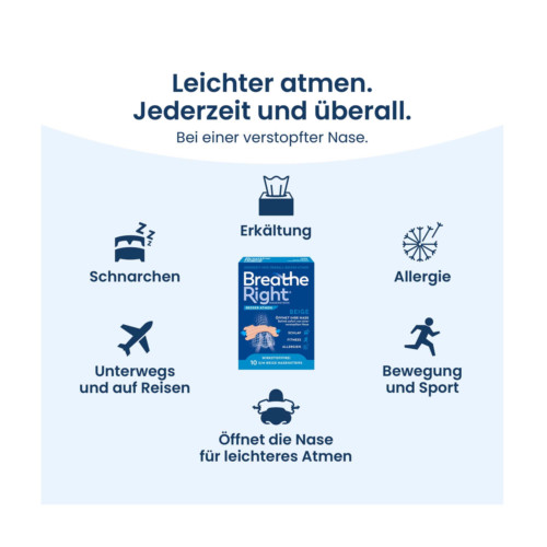 Besser Atmen Breathe Right Nasenstrips gro&szlig; beige