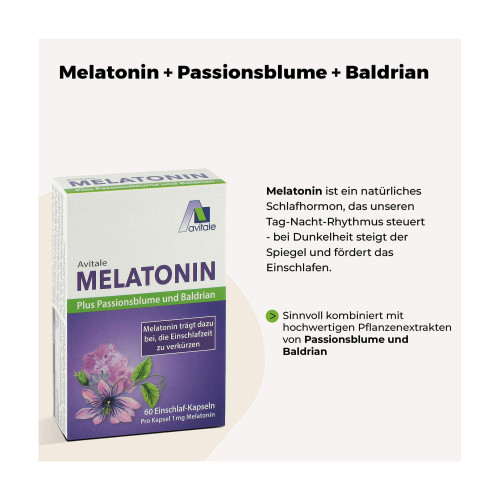 Avitale Melatonin+Passionsblume+Baldrian Kapseln