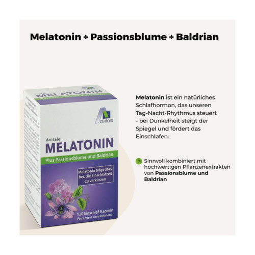Avitale Melatonin+Passionsblume+Baldrian Kapseln