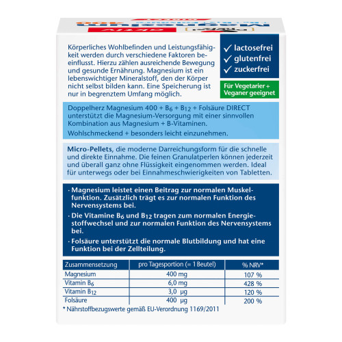 Doppelherz aktiv Magnesium+B6+B12+Fols&auml;ure 400 DIRECT