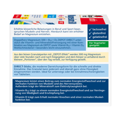 Doppelherz aktiv Magnesium 500+B12+D3 Depot DIRECT Sticks