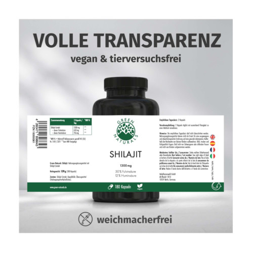 GREEN NATURALS Shilajit 1300 mg hochdosiert vegan