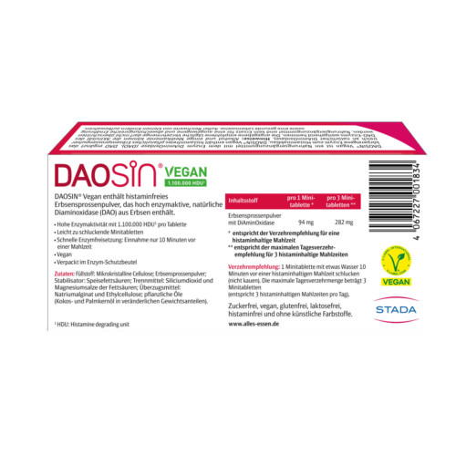 Daosin Vegan Tabletten bei Histaminunvertr&auml;glichkeit