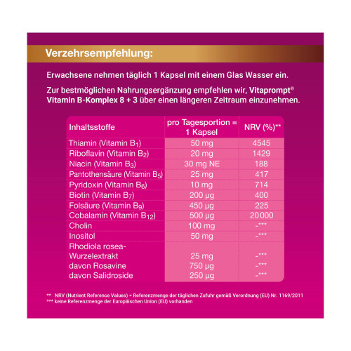 Vitaprompt Vitamin B-Komplex 8+3 Kapseln