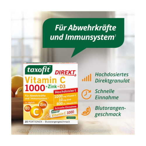 Taxofit Vitamin C 1000 + Zink + D3 Direkt-Granulat