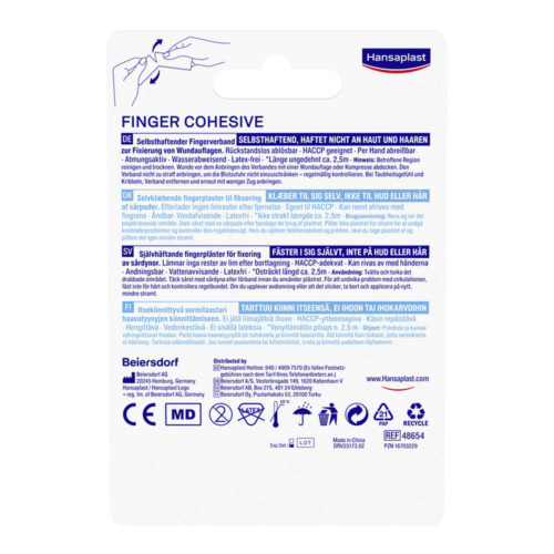 Hansaplast Selbsthaftender Fingerverband 5 m x 2,5 cm blau